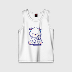 Майка детская хлопок Music white bear, цвет: белый