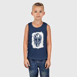 Майка детская хлопок Вратарская маска в белом квадрате, цвет: тёмно-синий — фото 2