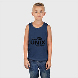 Майка детская хлопок Make unix, not war, цвет: тёмно-синий — фото 2