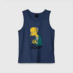 Майка детская хлопок Mr. Burns: I get money, цвет: тёмно-синий