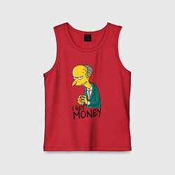 Майка детская хлопок Mr. Burns: I get money, цвет: красный