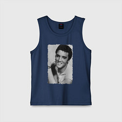 Майка детская хлопок Улыбка Элвиса, цвет: тёмно-синий