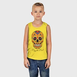 Майка детская хлопок Мексиканский череп, цвет: желтый — фото 2