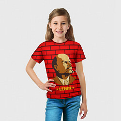 Футболка детская Ленин: красная стена, цвет: 3D-принт — фото 2
