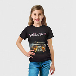 Футболка детская Green Day магнитофон в огне, цвет: 3D-принт — фото 2