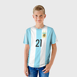 Футболка детская Сборная Аргентины: Диабола ЧМ-2018, цвет: 3D-принт — фото 2