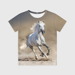 Футболка детская Белый конь - галоп, цвет: 3D-принт
