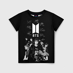 Футболка детская BTS плакат с автографами, цвет: 3D-принт