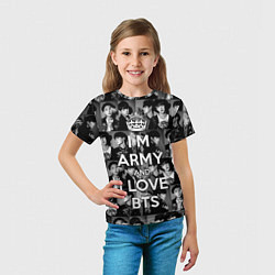 Футболка детская I am army and I lover BTS, цвет: 3D-принт — фото 2