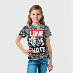 Футболка детская Love Hate, цвет: 3D-принт — фото 2