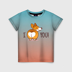 Футболка детская I love you смешной корги, цвет: 3D-принт