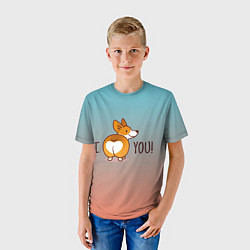 Футболка детская I love you смешной корги, цвет: 3D-принт — фото 2