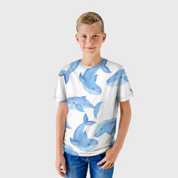 Футболка детская Косяк китов, цвет: 3D-принт — фото 2