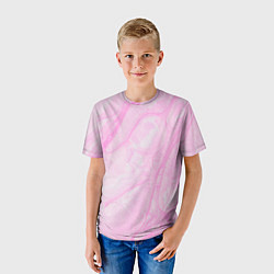 Футболка детская Розовые разводы краска зефир, цвет: 3D-принт — фото 2