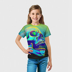 Футболка детская Neon skull, цвет: 3D-принт — фото 2