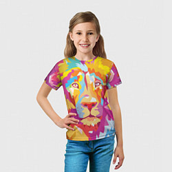 Футболка детская Акварельный лев, цвет: 3D-принт — фото 2