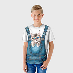 Футболка детская КОТЕНОК В КАРМАНЕ, цвет: 3D-принт — фото 2