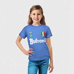 Футболка детская Диего Марадона Наполи Ретро, цвет: 3D-принт — фото 2