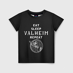 Футболка детская Eat Sleep Valheim Repeat, цвет: 3D-принт