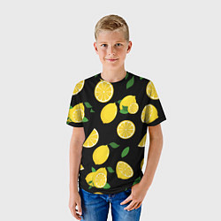 Футболка детская Лимоны на чёрном, цвет: 3D-принт — фото 2
