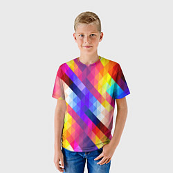 Футболка детская Пиксельная радуга, цвет: 3D-принт — фото 2