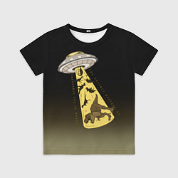 Футболка детская НЛО похищает динозавров, цвет: 3D-принт