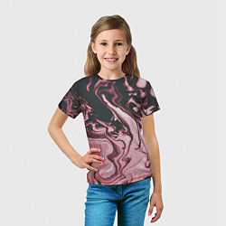 Футболка детская Розовые Разводы С черными, цвет: 3D-принт — фото 2