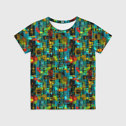 Футболка детская Разноцветные штрихи на бирюзе, цвет: 3D-принт