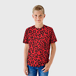 Футболка детская Леопард Красный, цвет: 3D-принт — фото 2