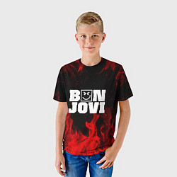 Футболка детская BON JOVI HAVE A NICE DAY FIRE ОГОНЬ, цвет: 3D-принт — фото 2