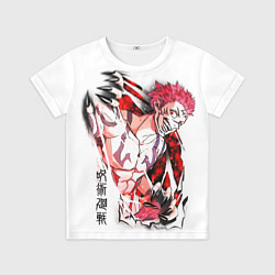 Футболка детская Вырывающийся Сукуна, Магическая битва, цвет: 3D-принт