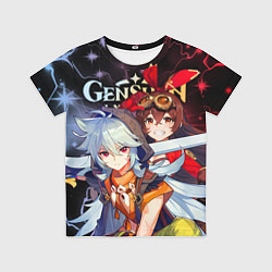 Футболка детская Рэйзор и Эмбер, Genshin Impact, цвет: 3D-принт