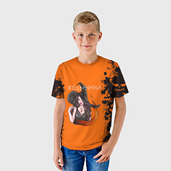 Футболка детская Ведьмочка на хеллоуин, цвет: 3D-принт — фото 2