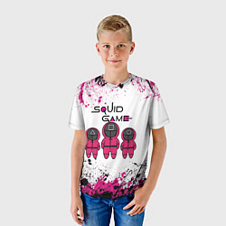 Футболка детская ИГРА В КАЛЬМАРА, СТРАЖИ БРЫЗГИ КРАСОК, цвет: 3D-принт — фото 2