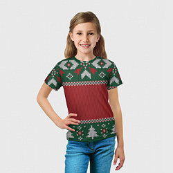 Футболка детская Knitted Christmas Pattern, цвет: 3D-принт — фото 2