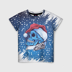 Футболка детская Merry Christmas Счастливого Рождества Skull, цвет: 3D-принт