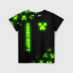 Футболка детская MINECRAFT NEON LOGO CREEPER, цвет: 3D-принт