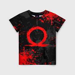 Футболка детская GOD OF WAR LOGO RED, БРЫЗГИ КРАСОК, цвет: 3D-принт