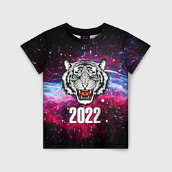 Футболка детская ЧЁРНЫЙ ТИГР НОВЫЙ ГОД 2022 GRAY TIGER NEW YEAR, цвет: 3D-принт