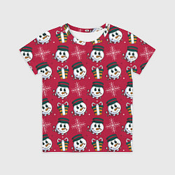 Футболка детская СНЕГOВИК В ЦИЛИНДРЕ, цвет: 3D-принт