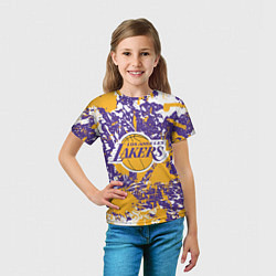 Футболка детская LAKERS ФИРМЕННЫЕ ЦВЕТА БРЫЗГИ КРАСОК LA, цвет: 3D-принт — фото 2