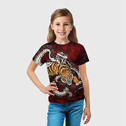 Футболка детская Тигр со Змеёй 2022, цвет: 3D-принт — фото 2
