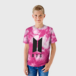 Футболка детская BTS РОЗОВЫЙ ТАЙ-ДАЙ, цвет: 3D-принт — фото 2