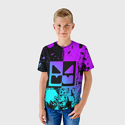 Футболка детская GEOMETRY DASH NEON LEVELS SMILE, цвет: 3D-принт — фото 2