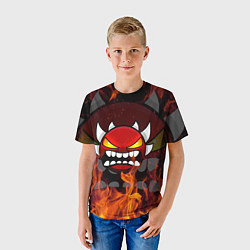 Футболка детская GEOMETRY DASH DEMON FIRE SMILE, цвет: 3D-принт — фото 2
