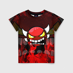 Футболка детская GEOMETRY DASH RAGE SMLIE LEVELS RED FIRE, цвет: 3D-принт