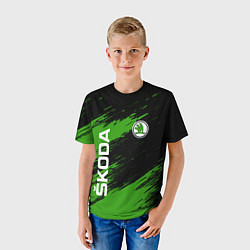Футболка детская Skoda, Шкода Диагональные полосы, цвет: 3D-принт — фото 2