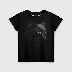 Футболка детская Черна кошка с изумрудными глазами, цвет: 3D-принт