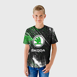 Футболка детская Skoda: Потёртости, цвет: 3D-принт — фото 2