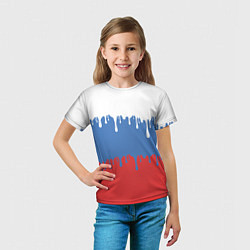 Футболка детская Флаг России потёки, цвет: 3D-принт — фото 2